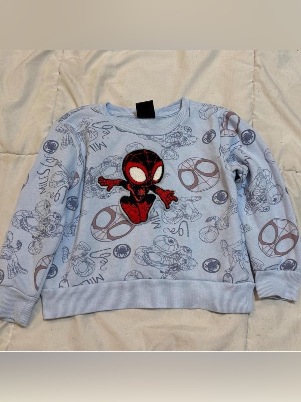 Marvel Spider-Man Miles Morales Light Blue Patch Sweatshirt Kids